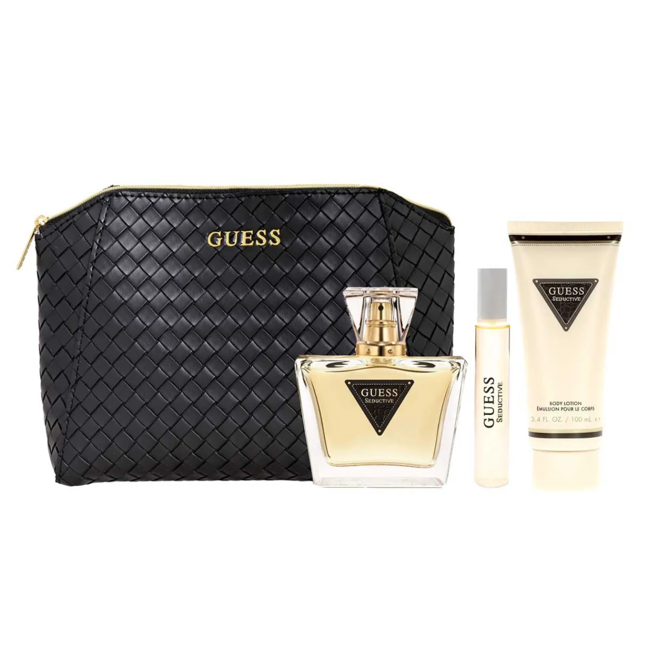 Seductive Set 4 Piezas Dama EDT 75ml + Locion Corporal 100 ml + Cosmetiquera + Miniatura 15ml-Guess Clearance