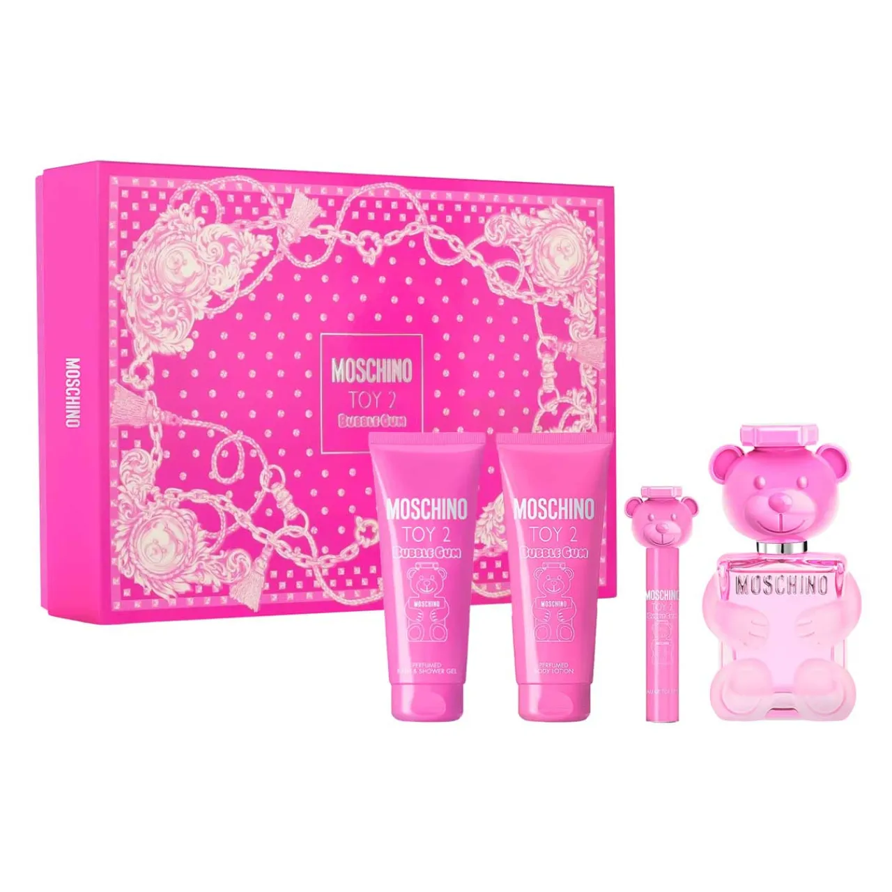 Toy 2 Bubble Gum Estuche 4 Piezas Dama EDT 100ml + Mini 10ml + Shower gel 100ml + Body lotion 100ml-Moschino New