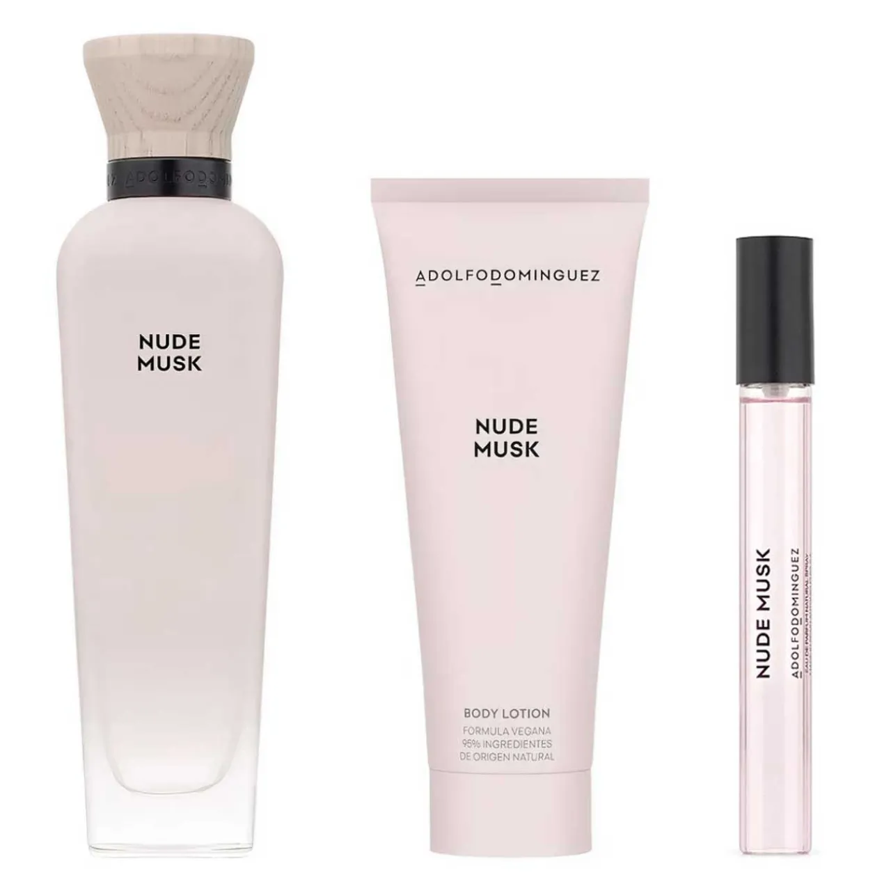 Nude Musk by SET 3 Piezas Dama EDP 120ml + Body Lotion 75ml + Mini 10ml-Adolfo Dominguez New